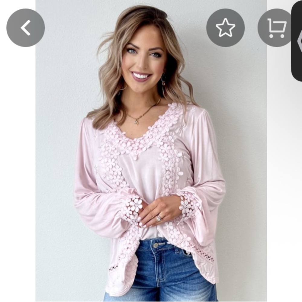 SOLD OUT!! POL Lace Crochet V Neck Size M New Without Ticket Light PInk